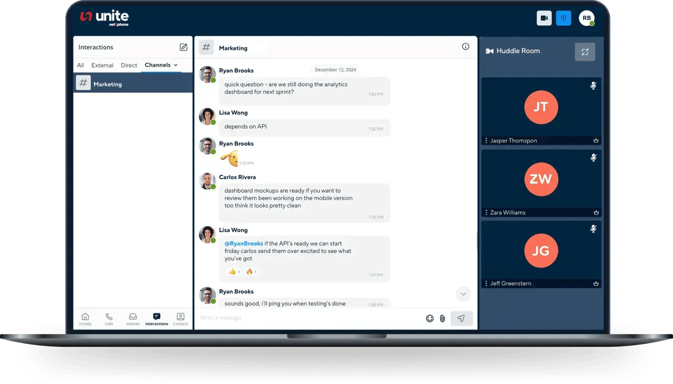 Business SMS interface on the laptop