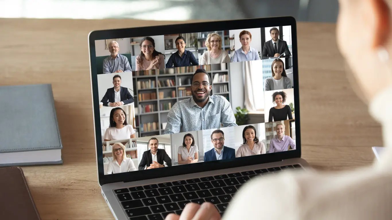 videoconferencing screen with multiple participants