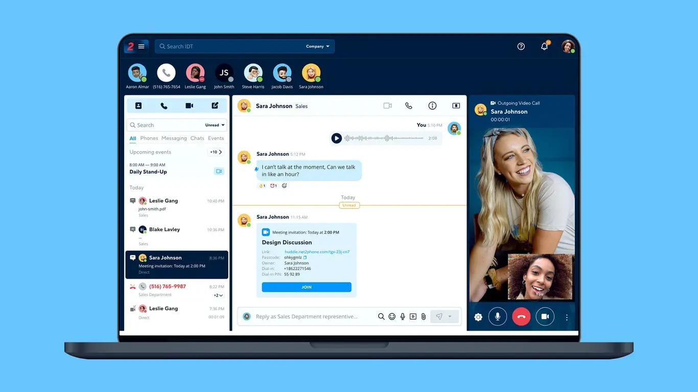 Interfaz PBX en laptop